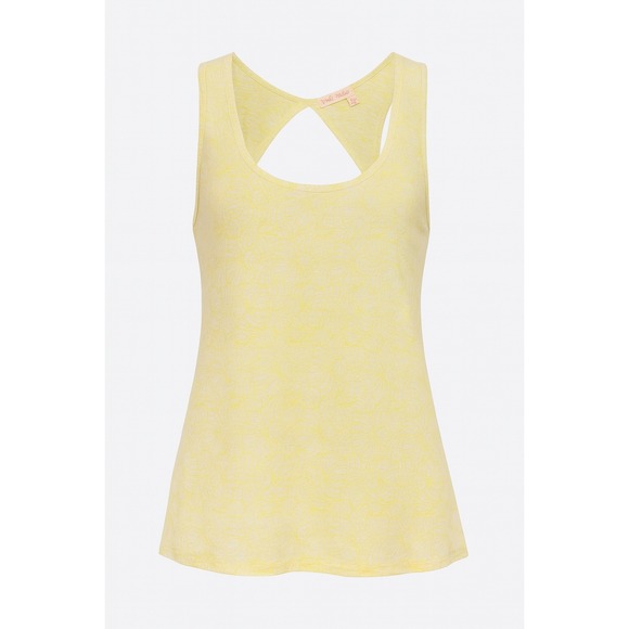 fresh produce Tops - Fresh Produce Yellow Leaf Print Open Back Slub Tank Top Women's XS Made in USA